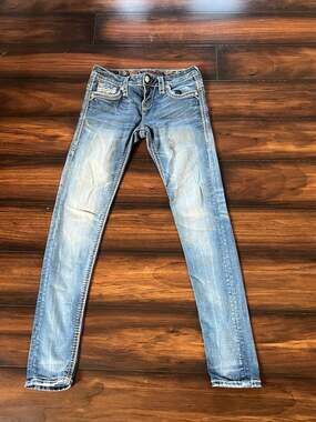 Rock Revival Yeon Skinny Stretch Jeans Rhinestone Embellished Size 28